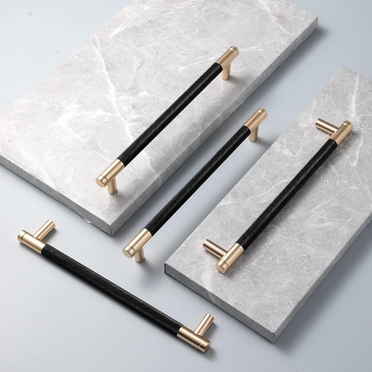 Elegant 12 Pack 7 1/2 Inch Gold and Black Cabinet Pulls