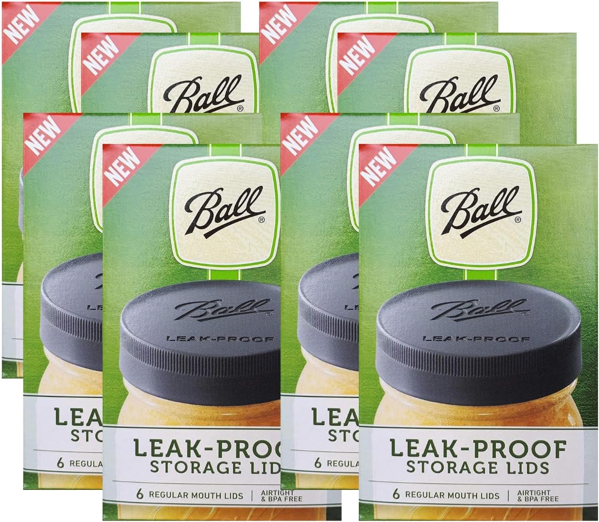 Ball Mason Jar Leak-Proof Lids for Regular Mouth Jars, 8 Pack