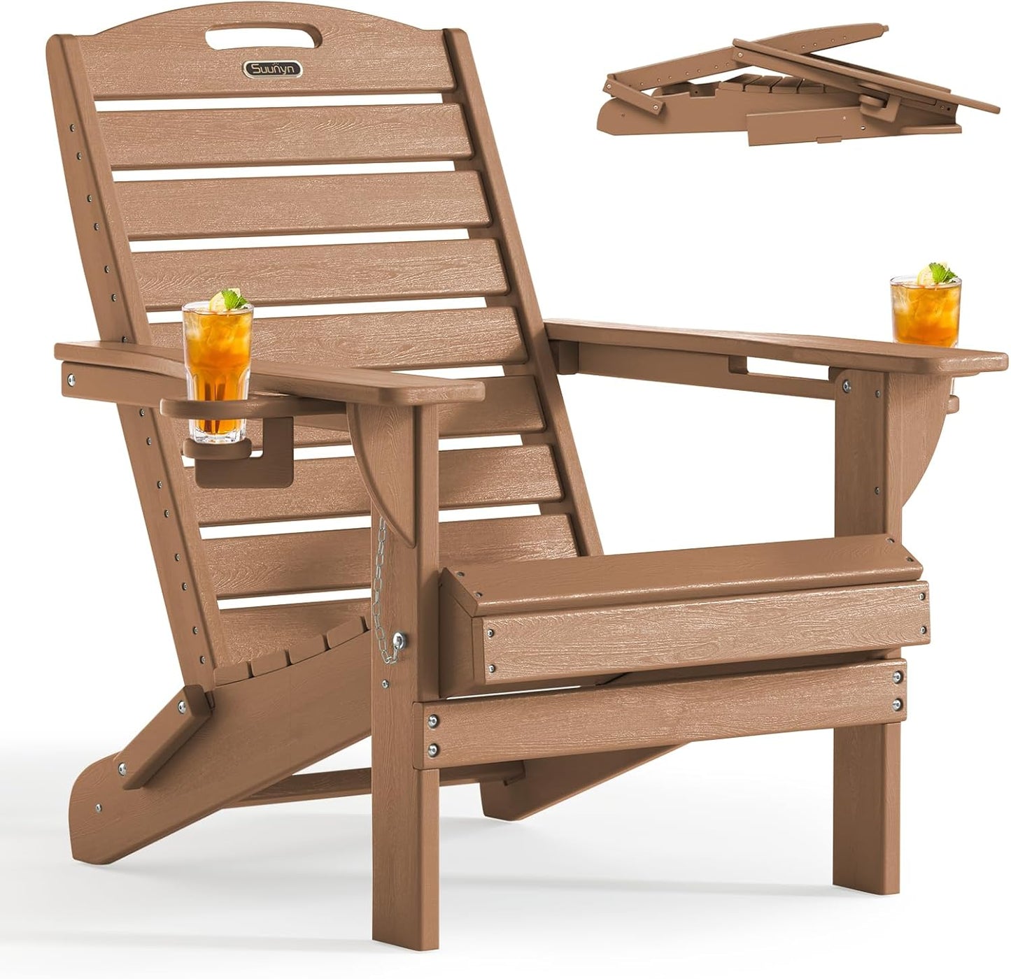 Folding Adirondack Chair HDPE All-Weather with Cup Holder