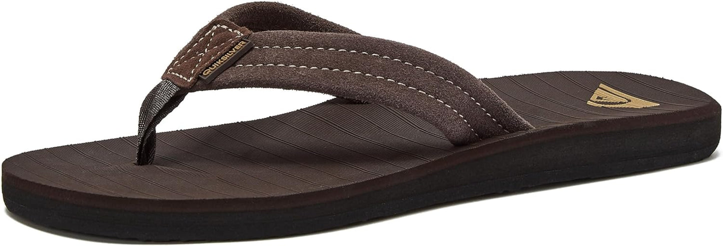 Quiksilver Carver Suede Flip Flops for Men with Arch Support