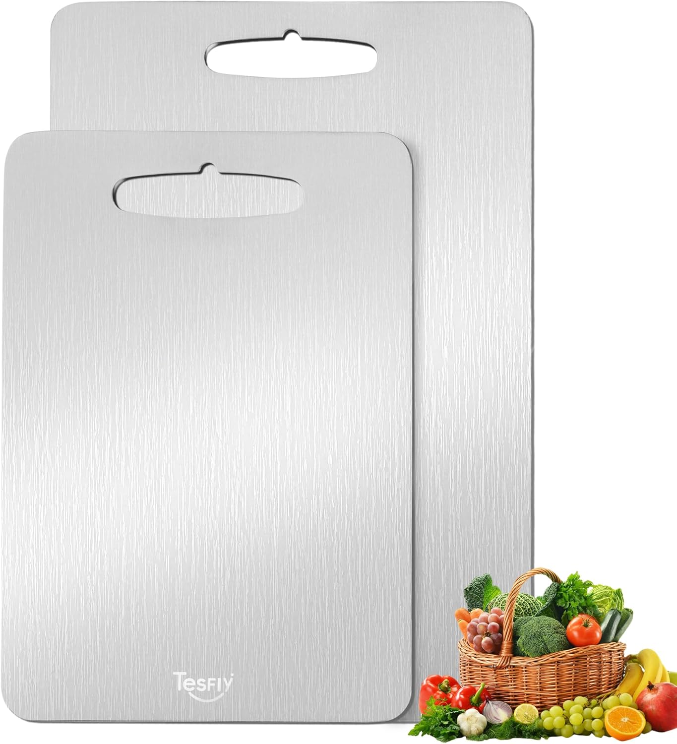 Premium 2 Pack Titanium Cutting Boards for Kitchen Use