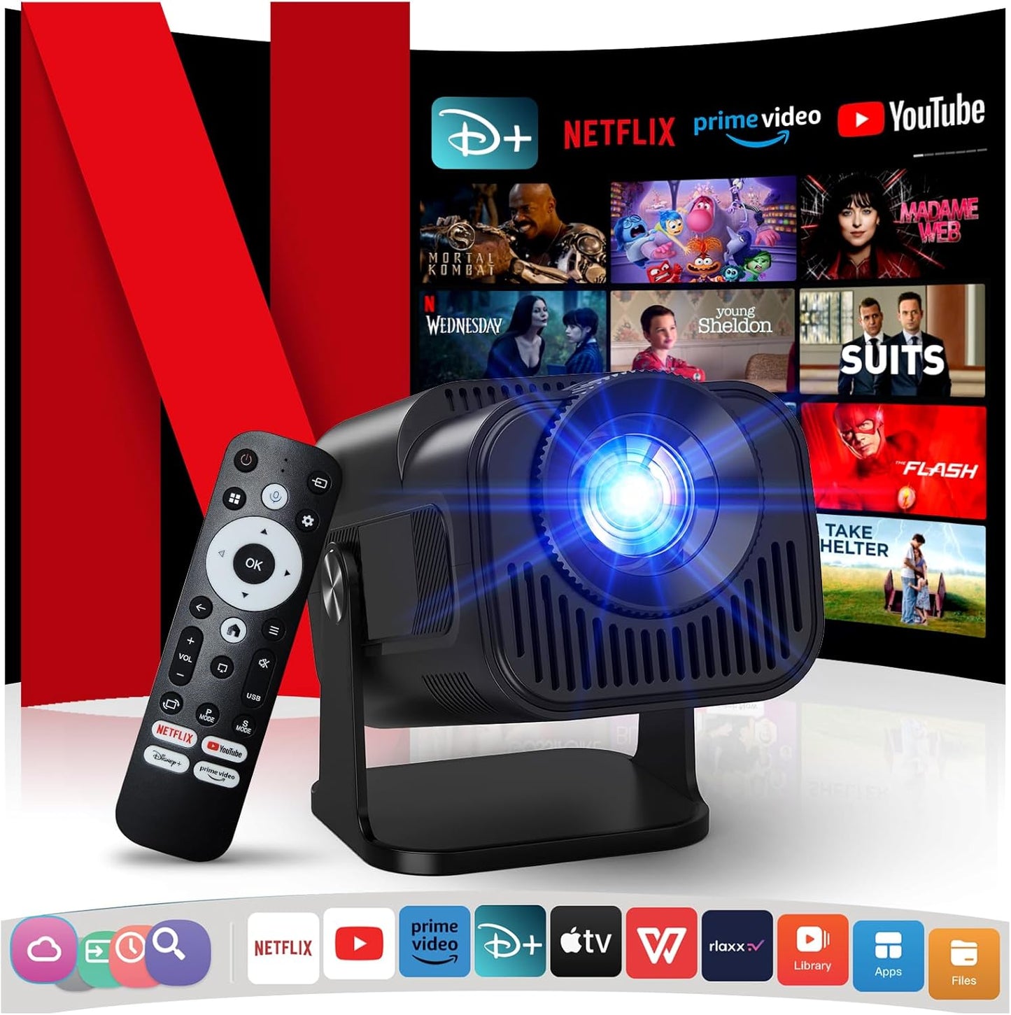 Portable 4K Projector with Built-in Streaming