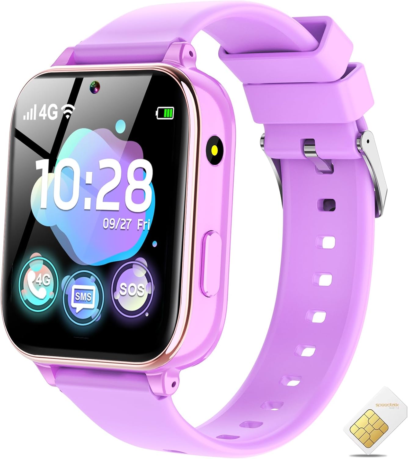 4G Kids Smart Watch - CallingTexting WiFi Camera Games Educational Toy (Purple)