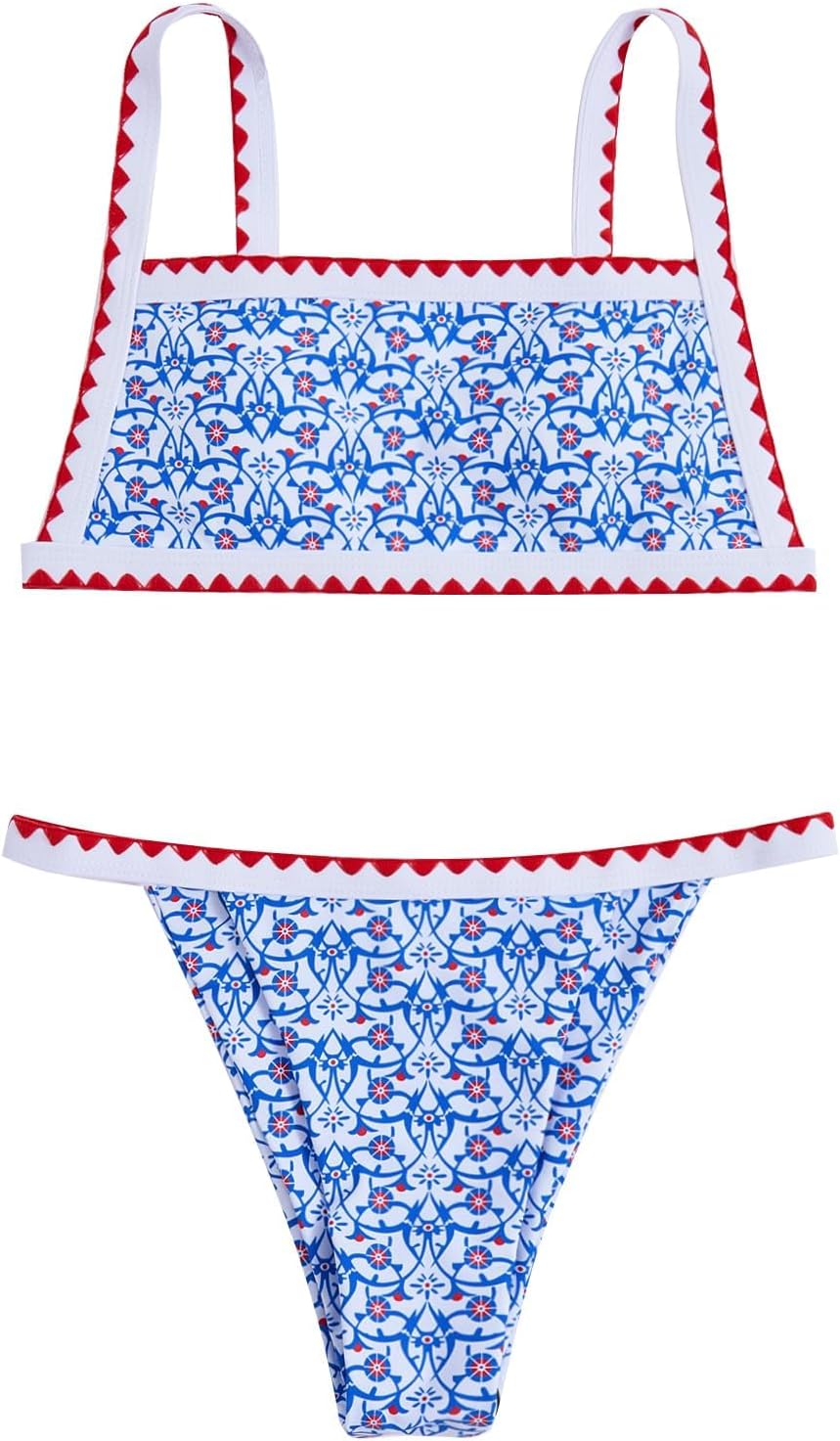 SOLY HUX High Cut Thong Bikini Set - Floral Micro Print