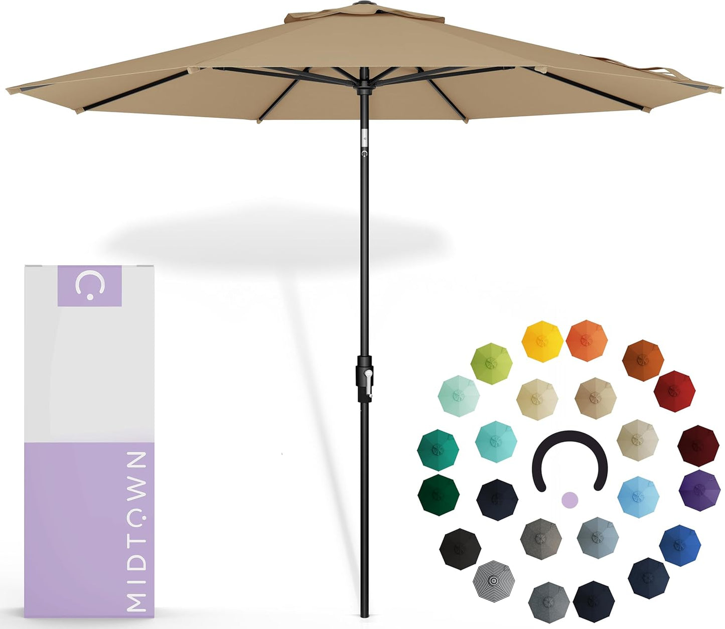 Swilt 8 Feet Patio Umbrella with Auto-Tilt Aluminum Frame