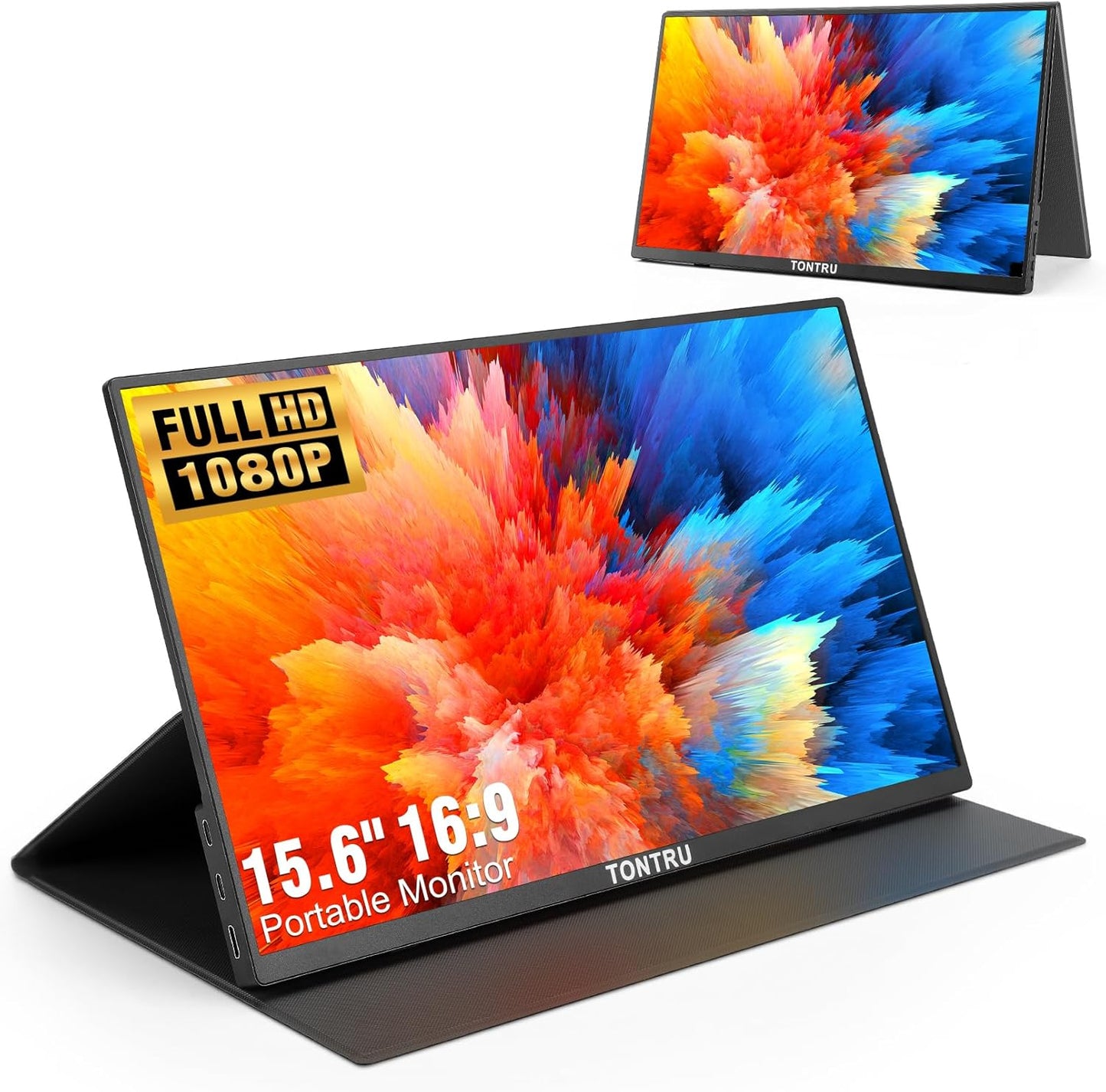 TONTRU 15.6 Full HD Portable Monitor: USB-C & HDMI, Ultra-Slim Design