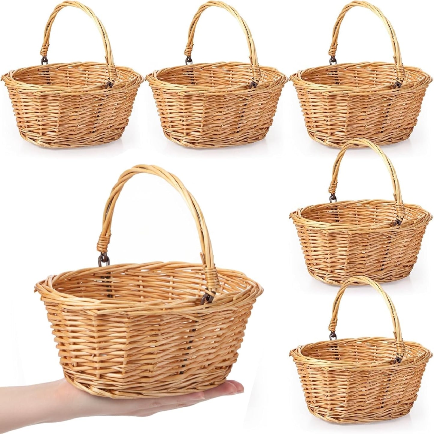 6 Pcs Small Wicker Picnic Basket Set for Weddings and Events