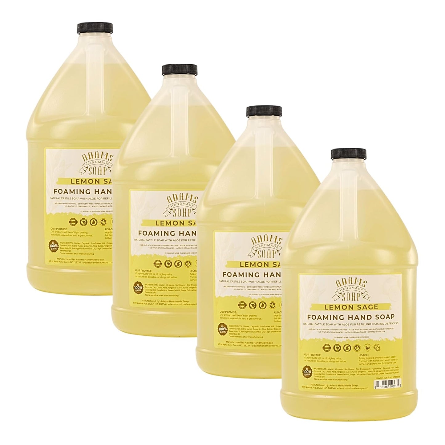 Adams Handmade Soap Liquid Foaming Soap - Lemon Sage 1 Gal Pack