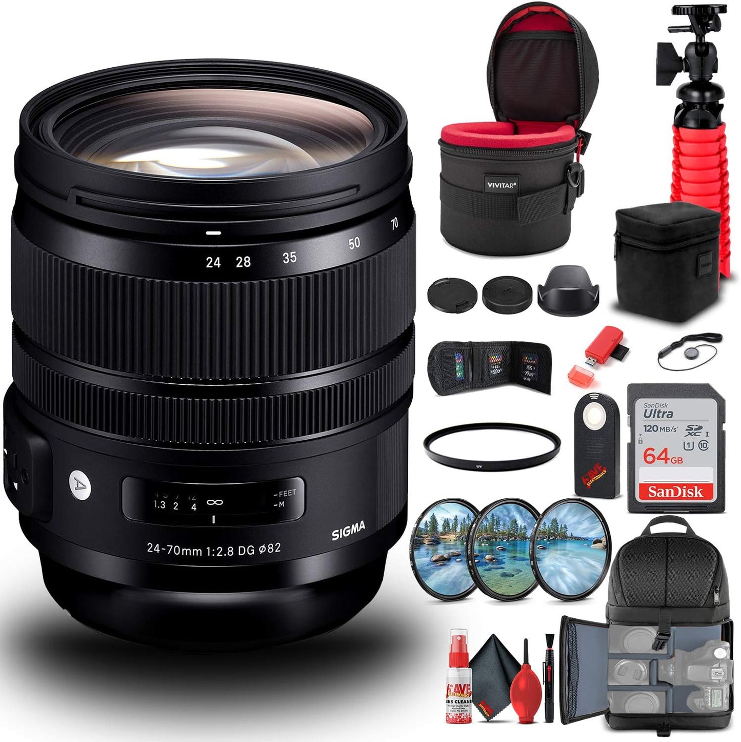 Sigma 24-70mm f/2.8 DG OS HSM Art Lens Bundle for Canon EF