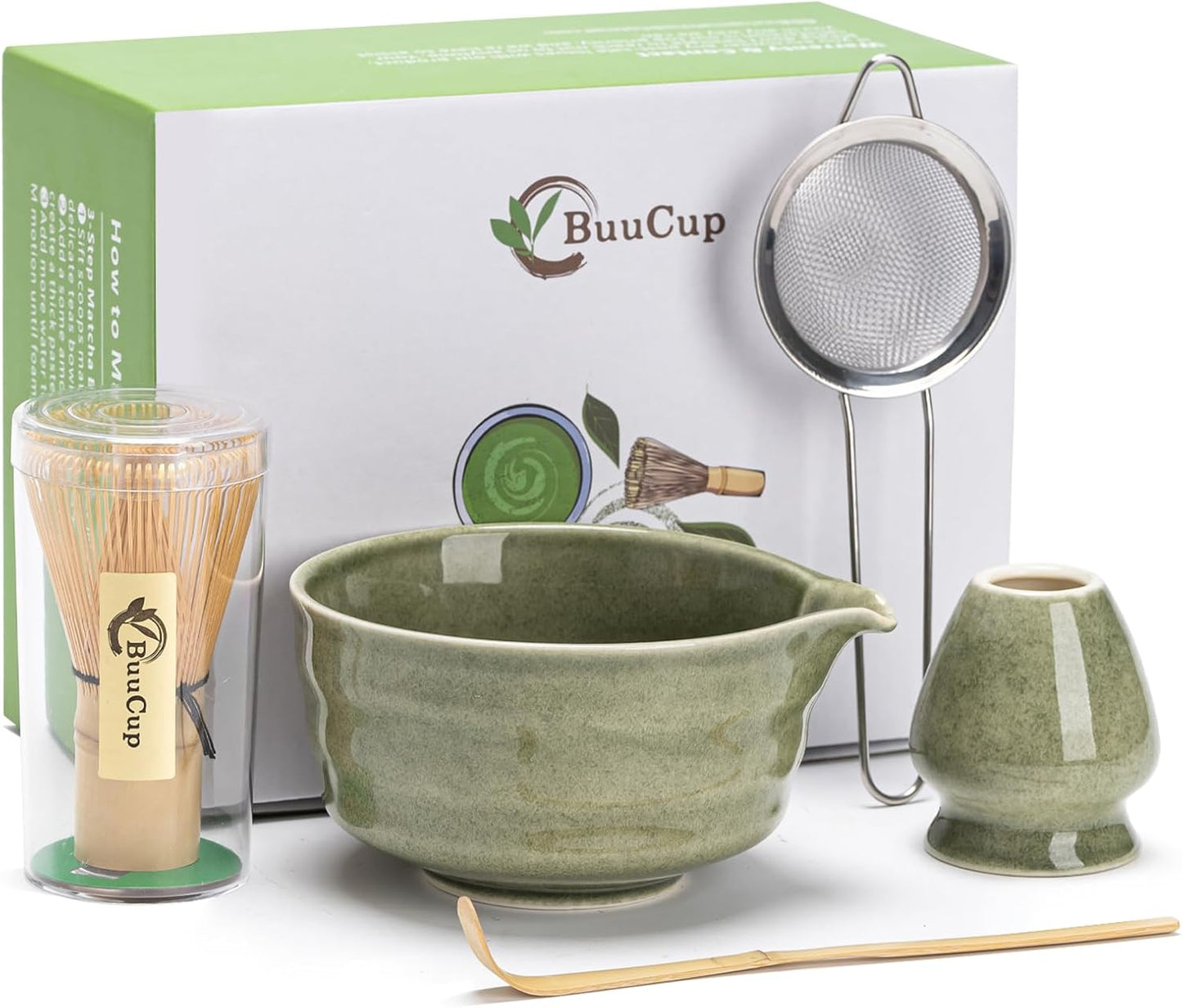 Matcha Set with Bowl, Whisk, Scoop, and Sifter - 5 Pcs Kit