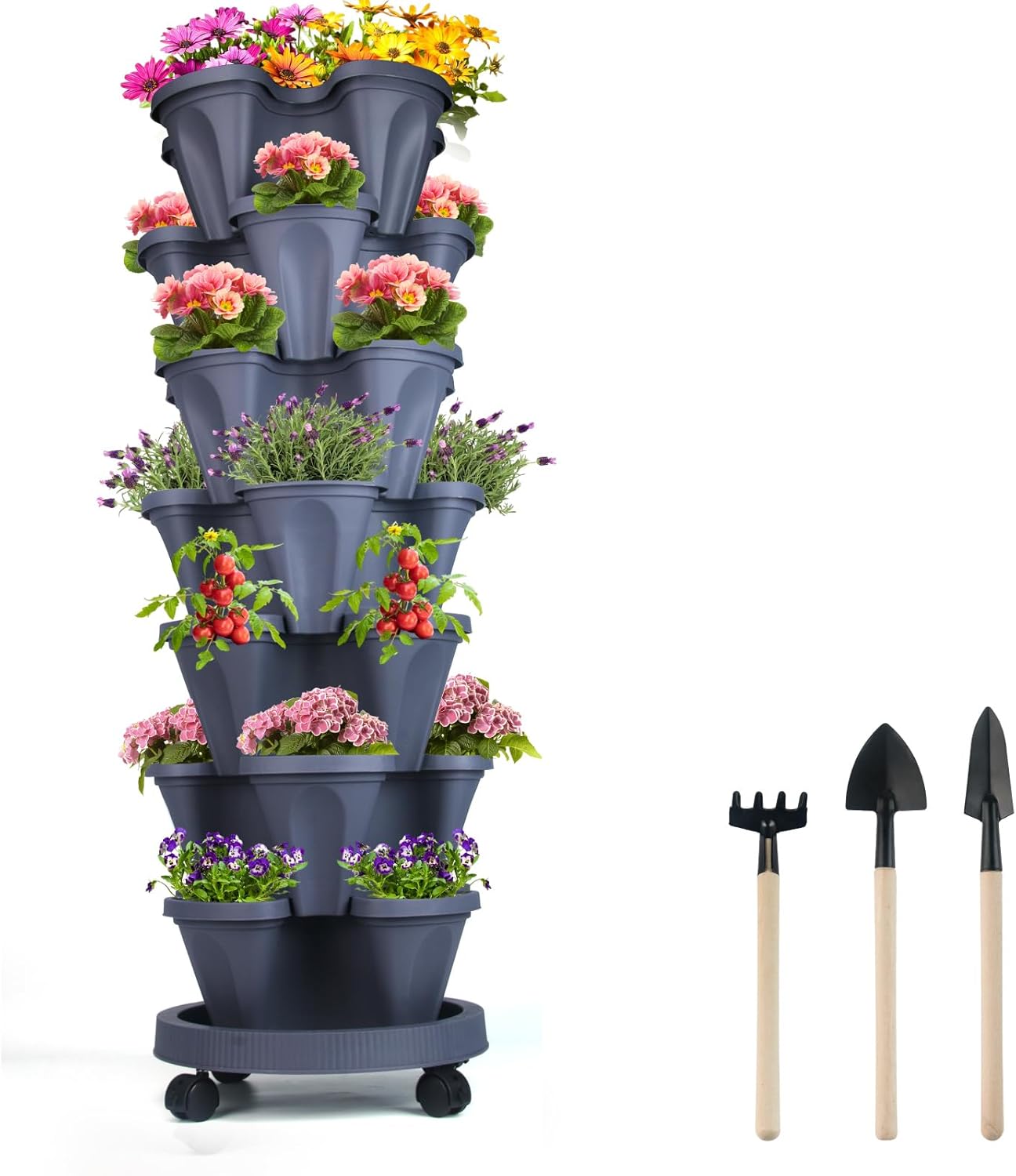 Vertical Planter 7 Tier Stackable Planters for Indoor Outdoor Use