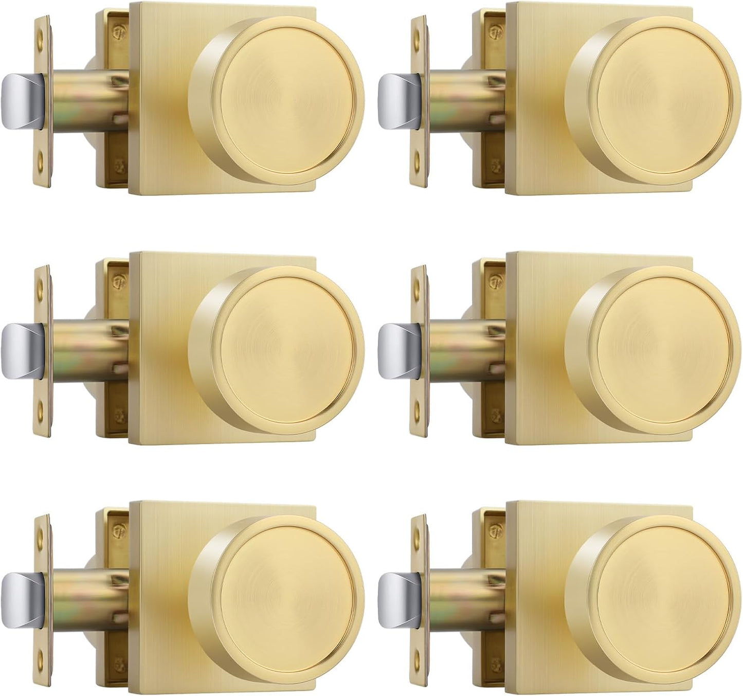 Brushed Gold Passage Door Knobs for Closet and Hall Use