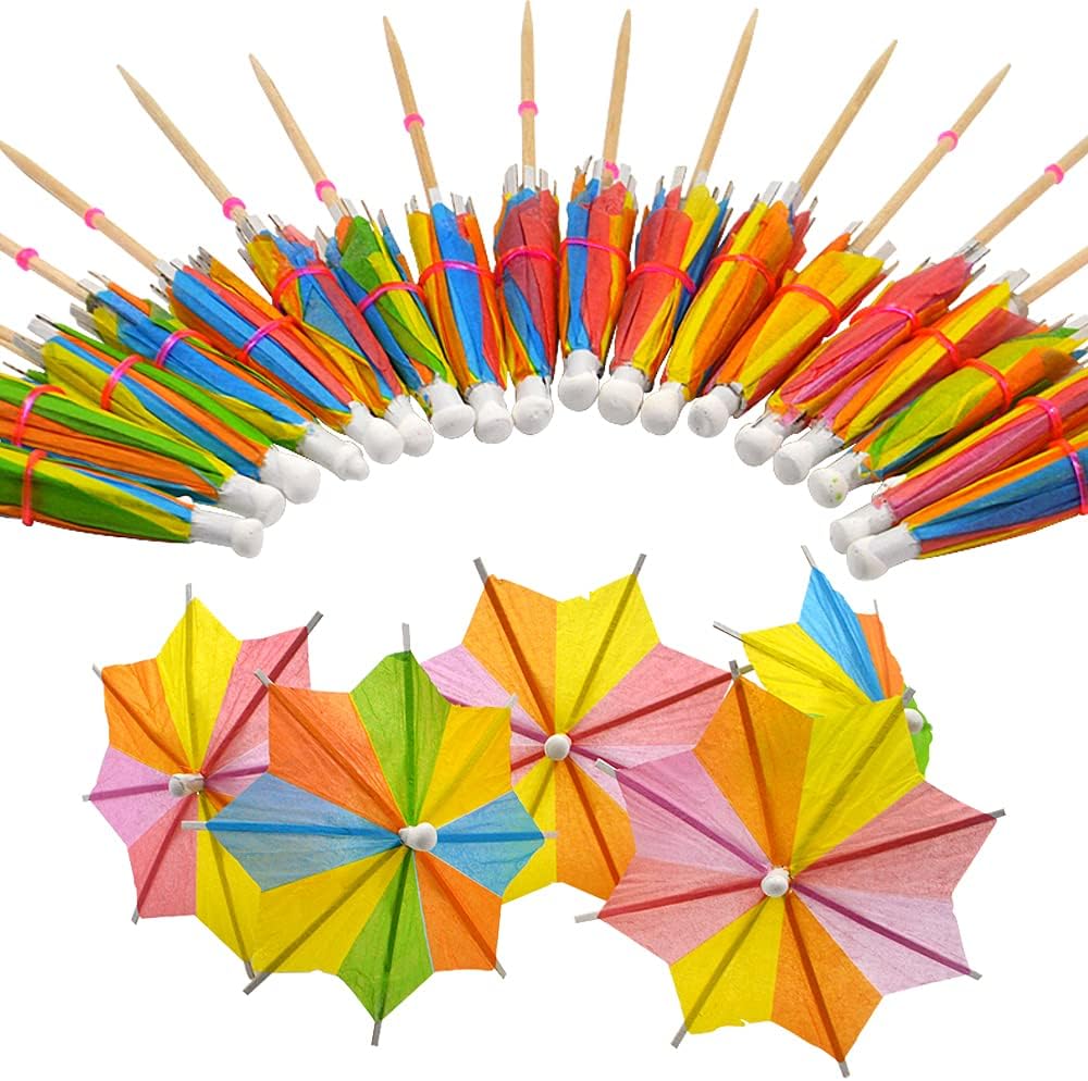 Vibrant Cocktail Umbrella Picks - 50 PCS
