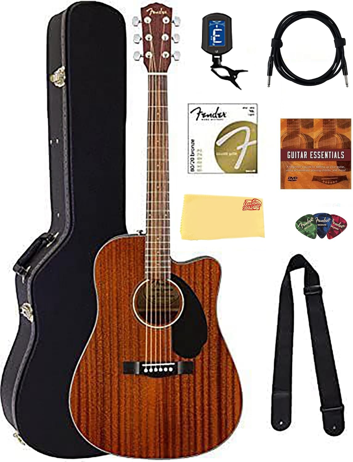 Fender CD-60SCE Mahogany Guitar Bundle