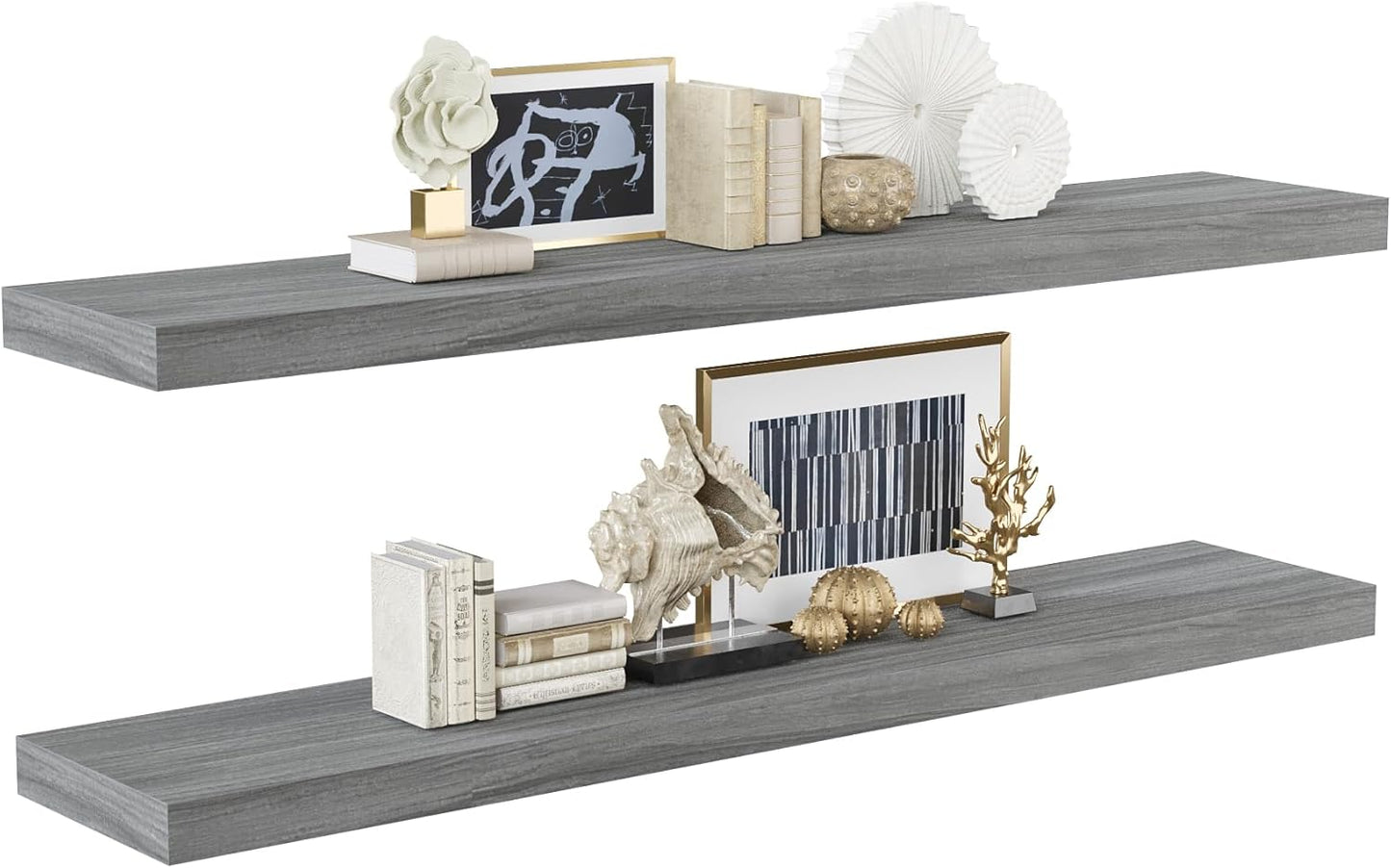 BAMEOS Floating Shelves Set of 2, 40in Wall Mounted Wooden Shelves