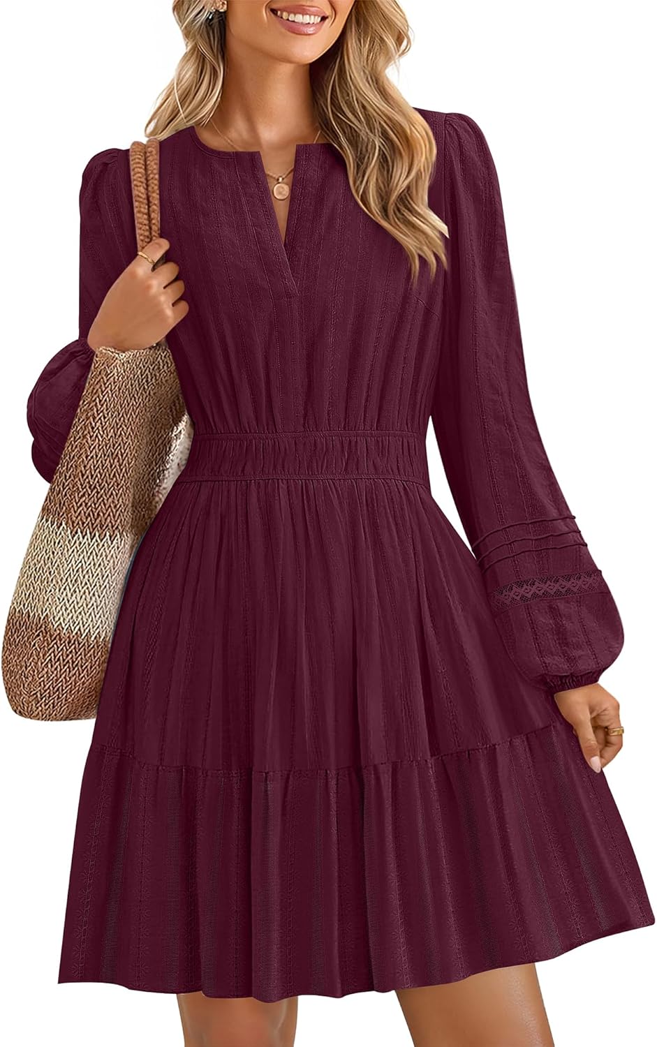ZESICA Fall Long Sleeve Mini Dresses for Women 2025 Stylish