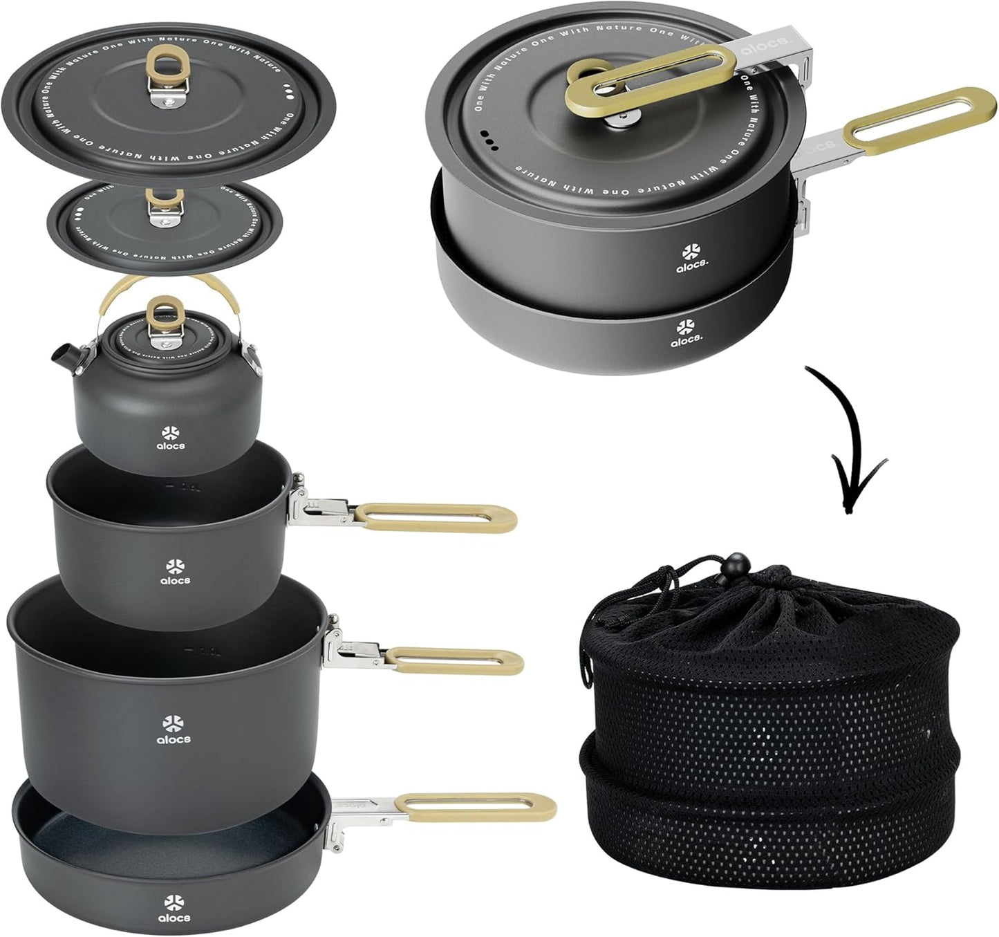Portable Non-Stick Camping Cookware Set by Alocs