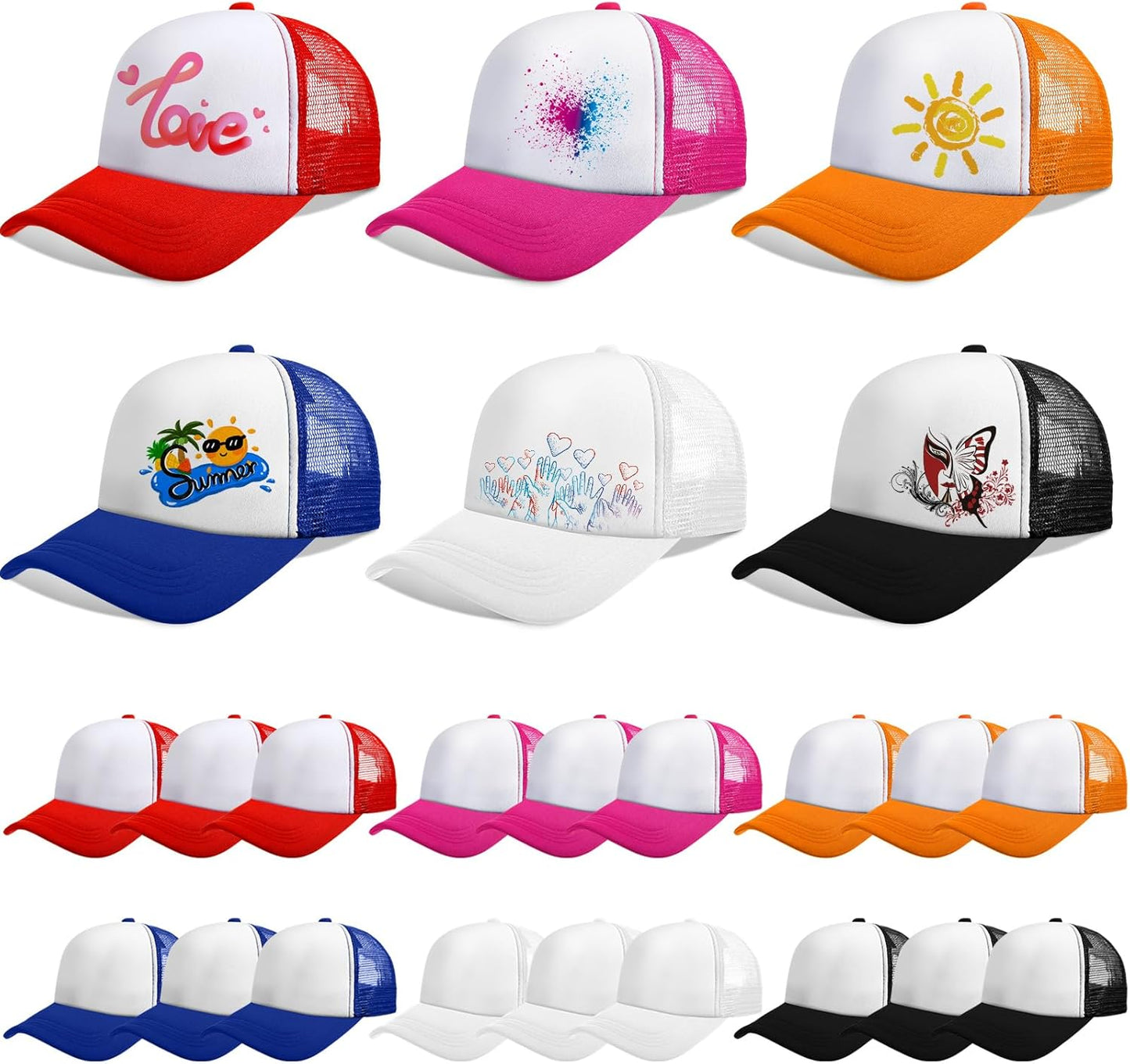 Sublimation Blank Mesh Caps for DIY Embroidery and Printing