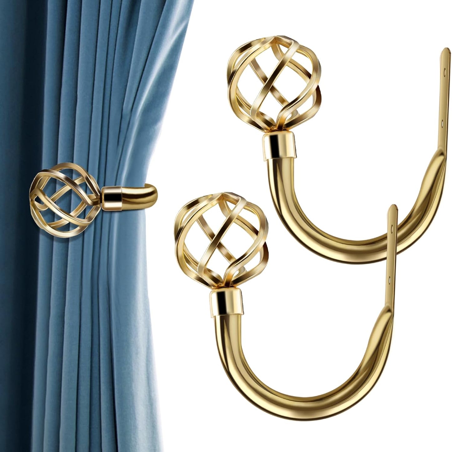 Gold Handmade Metal Curtain Holdbacks - Set of 2