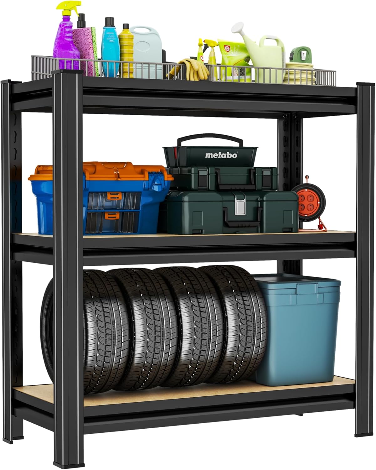 3-Tier Adjustable Garage Shelving Unit for Heavy Storage Needs