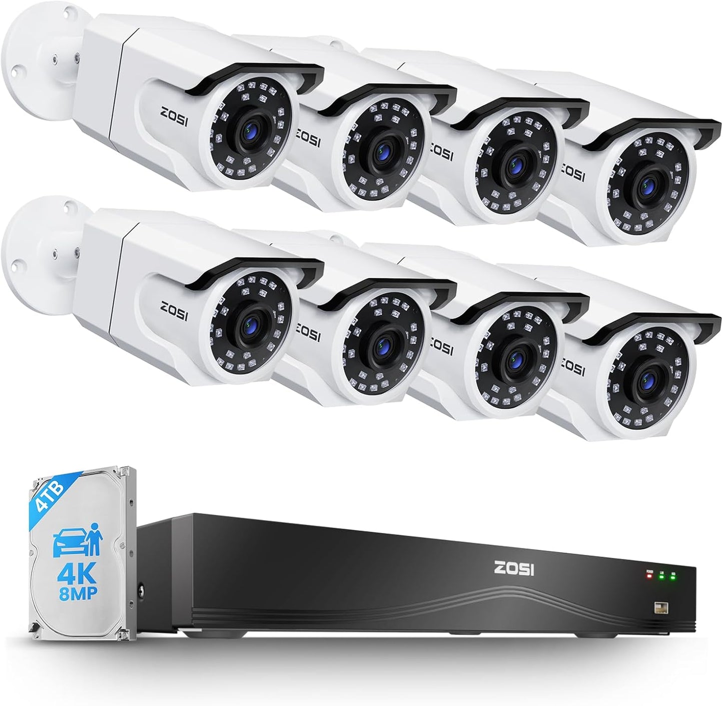 ZOSI 16CH 4K PoE Security Camera System with 8MP Cameras