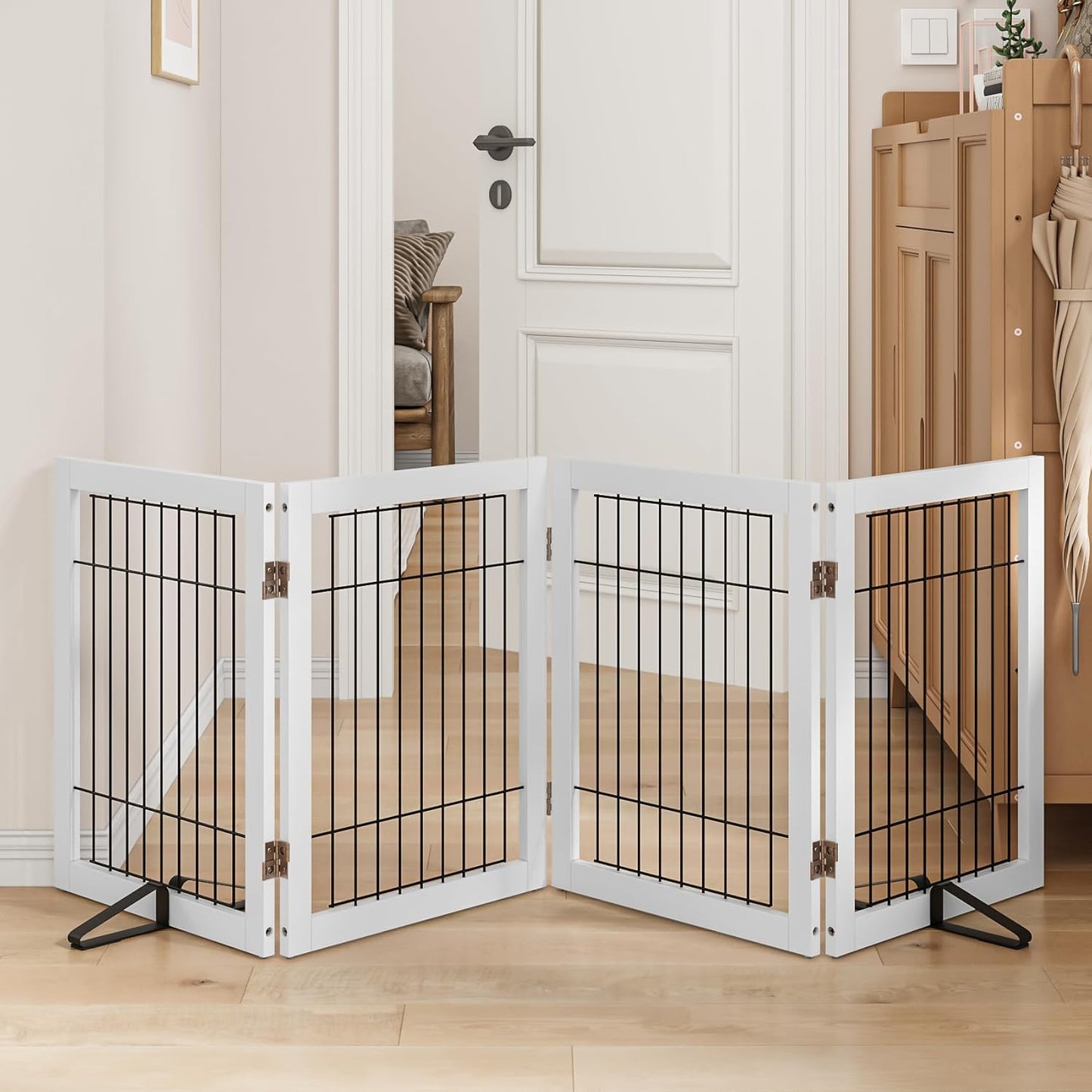 Durable 24-Inch Freestanding Dog Gate for Indoor Use