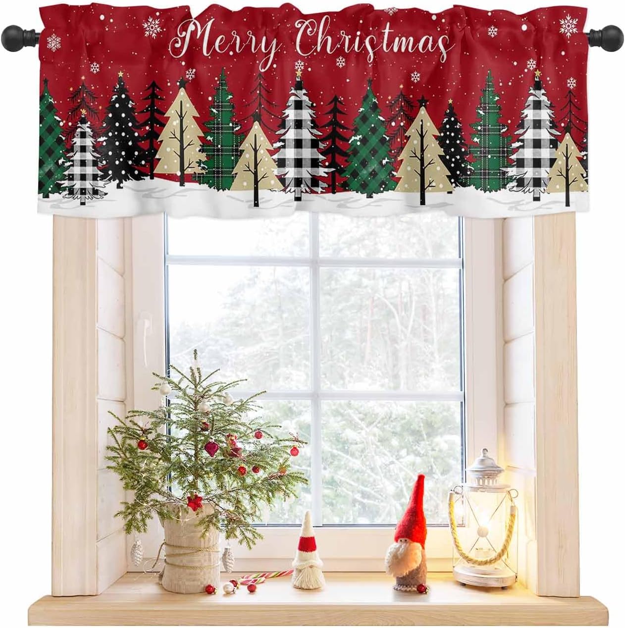 Christmas Tree Valance - Festive Holiday Window Decor 54x18