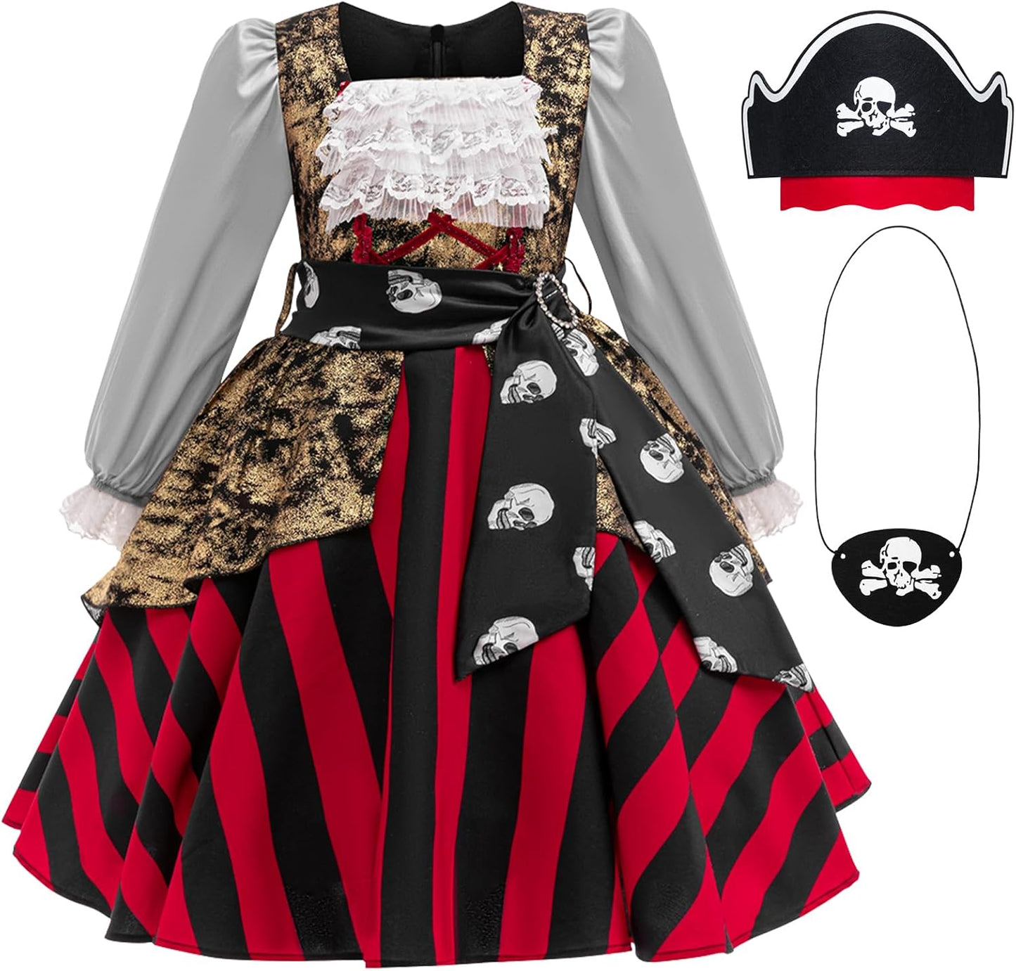 Girls Pirate Costume for Kids - Buccaneer Princess Dress Up
