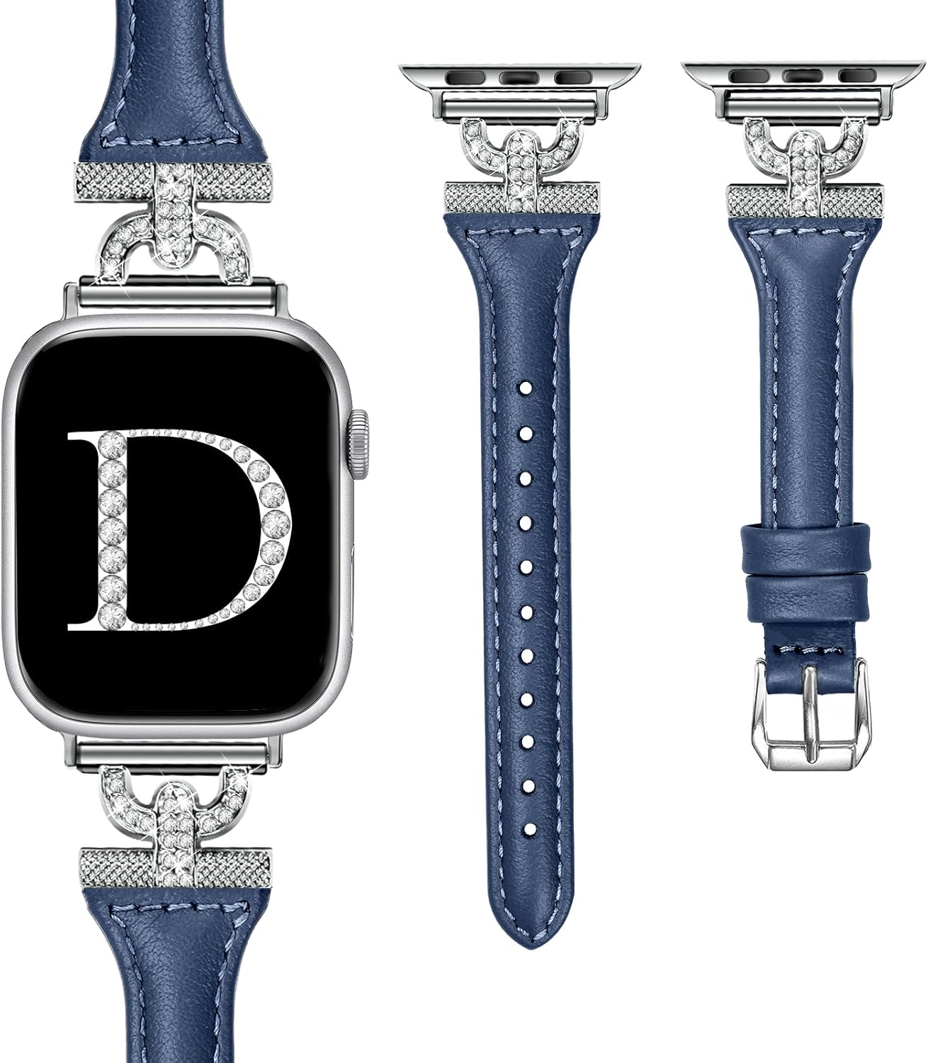 Diamond D-Shape Leather Bands for Apple Watch by OULUCCI