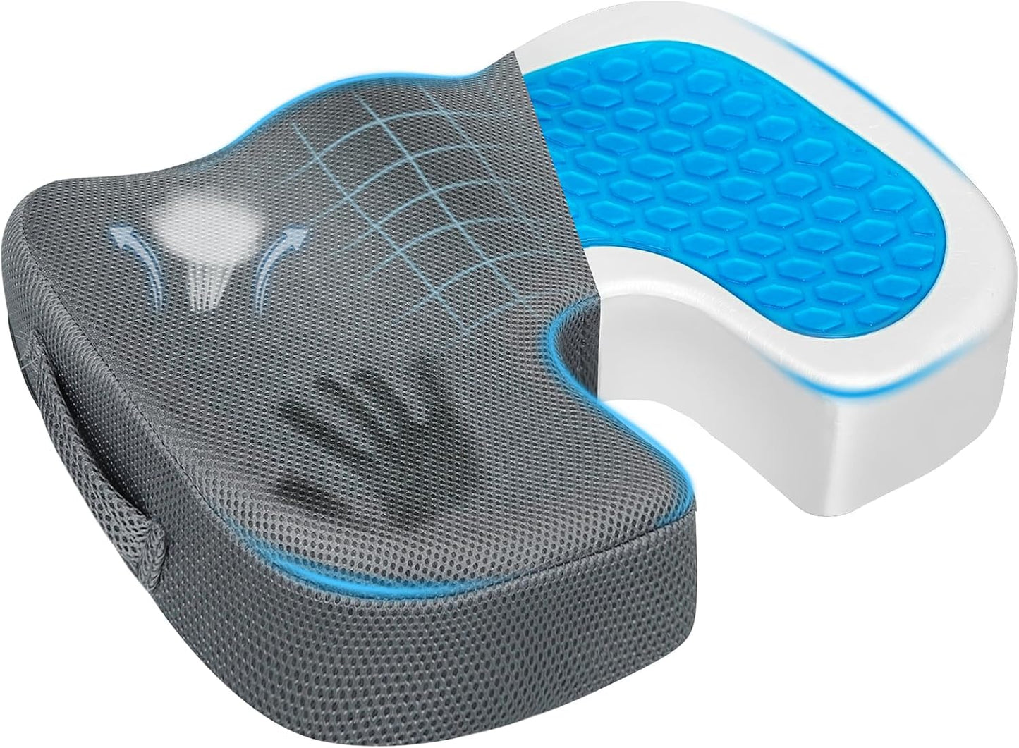 Gel Seat Cushion for Office Chair - Non-Slip Memory Foam Support