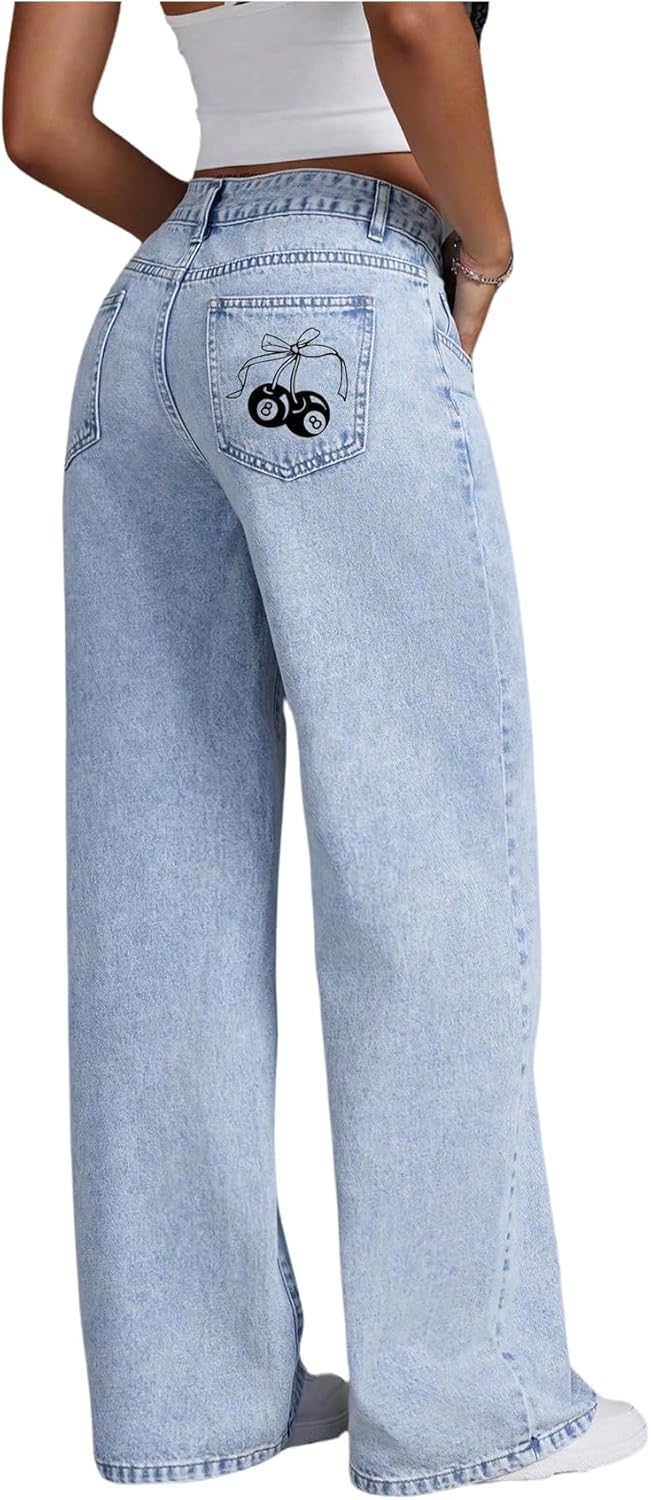 Floerns Women's Bowknot Embroidery Jeans for Stylish Comfort
