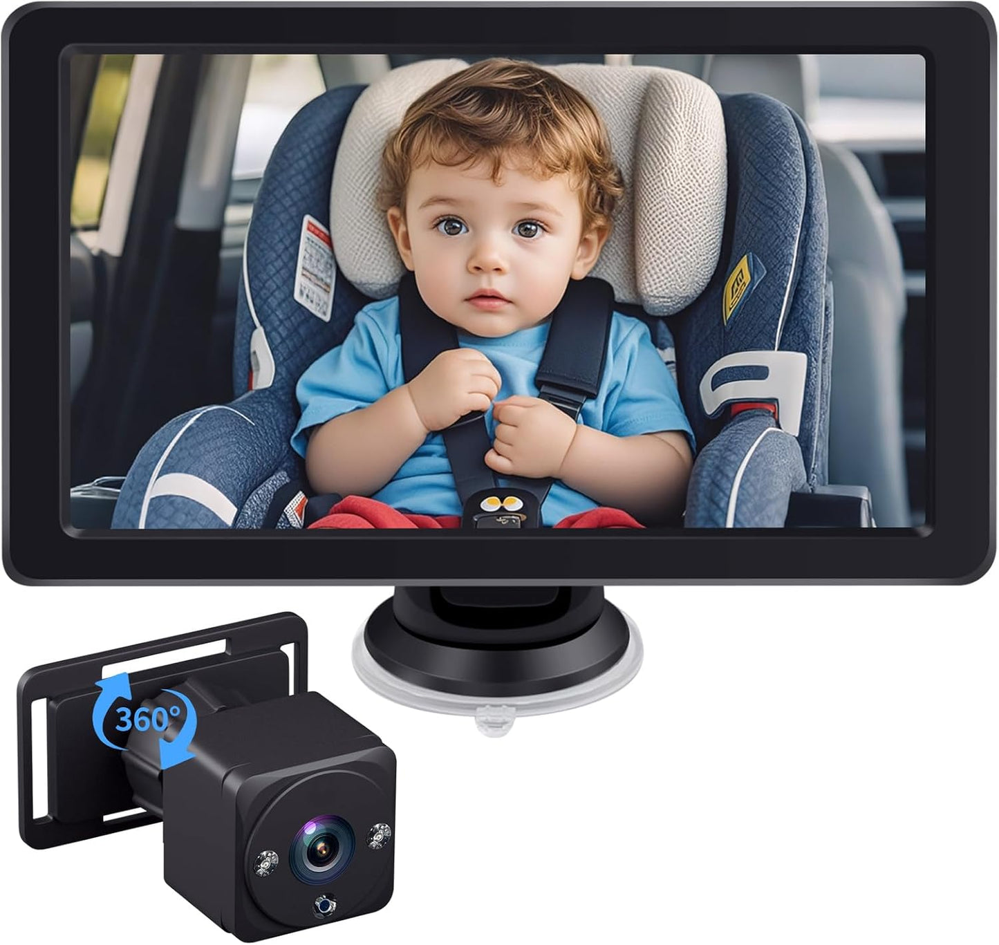 360 Rotatable Baby Car Camera - Night Vision & Wireless CarPlay Support