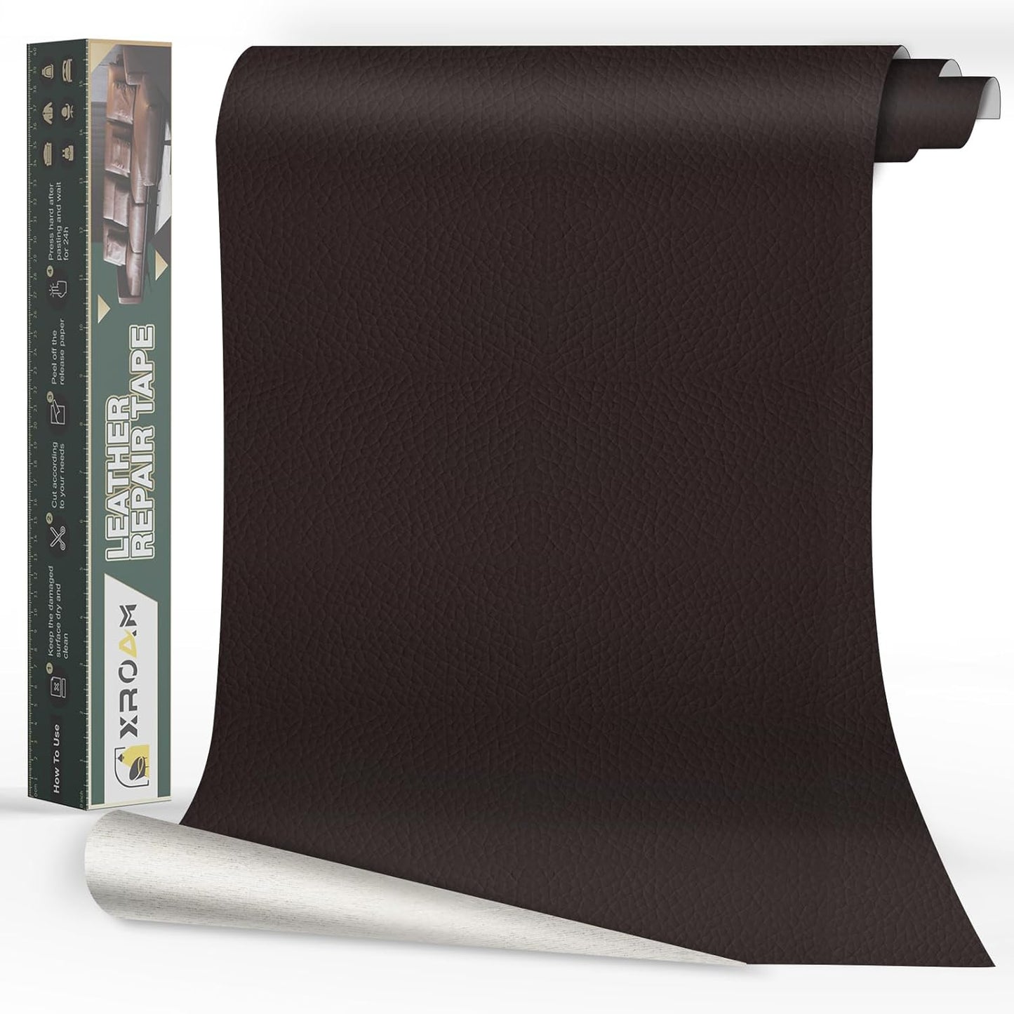 Leather Repair Tape for Furniture, Self Adhesive Dark Brown Patches