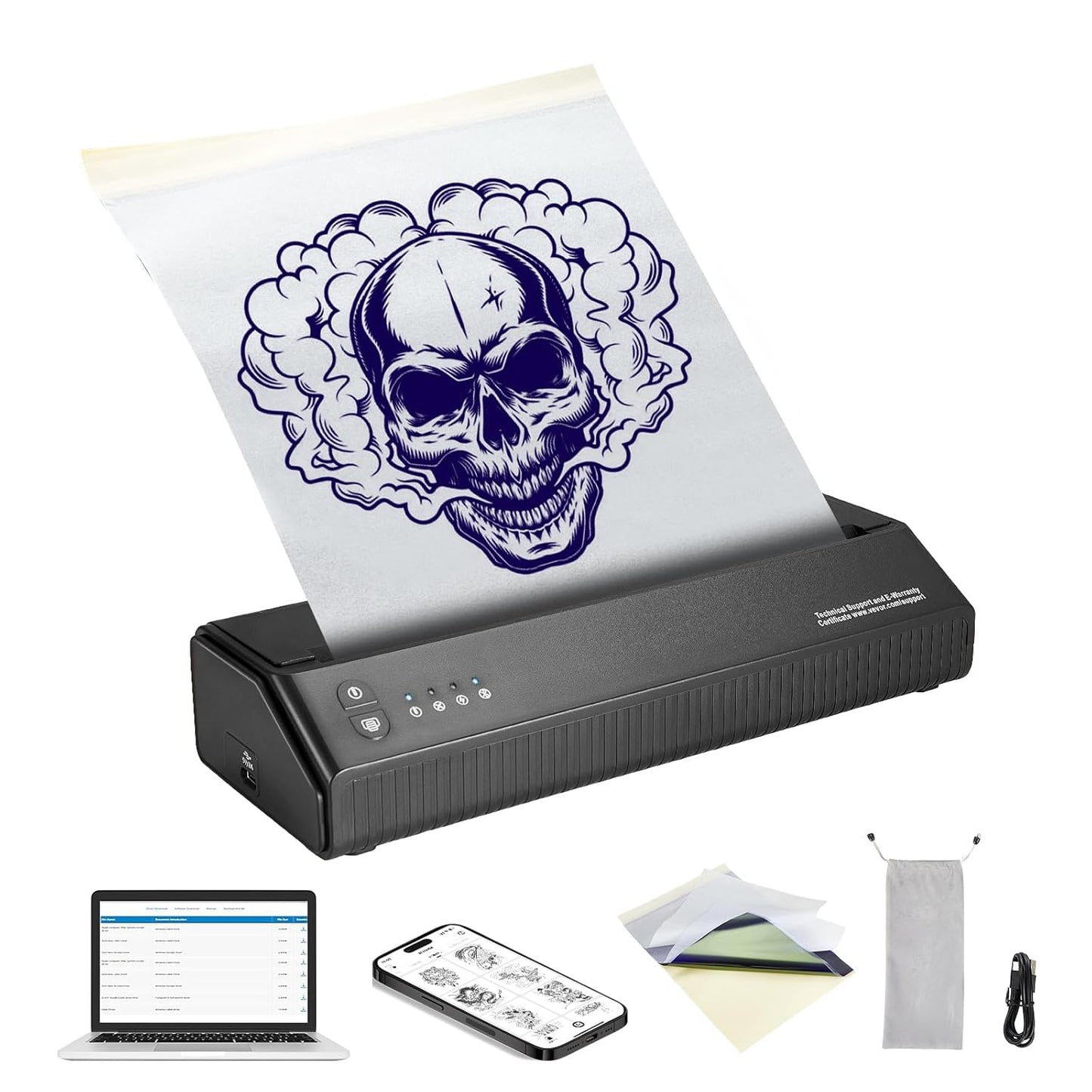 Wireless Tattoo Stencil Printer + 10 Transfer Papers
