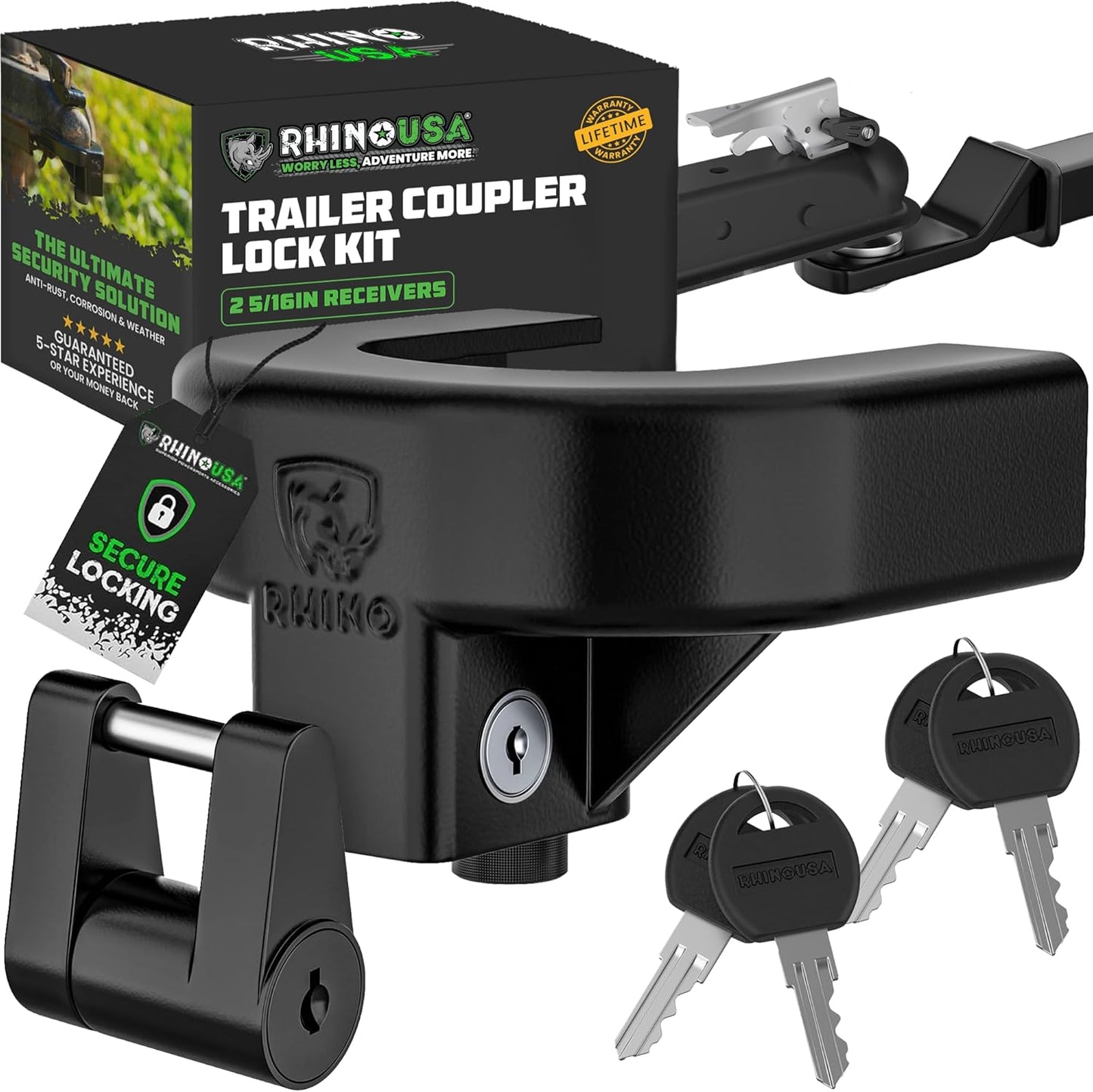 Heavy Duty Anti Theft Trailer Hitch Lock Kit for 2-5/16 in Trailers
