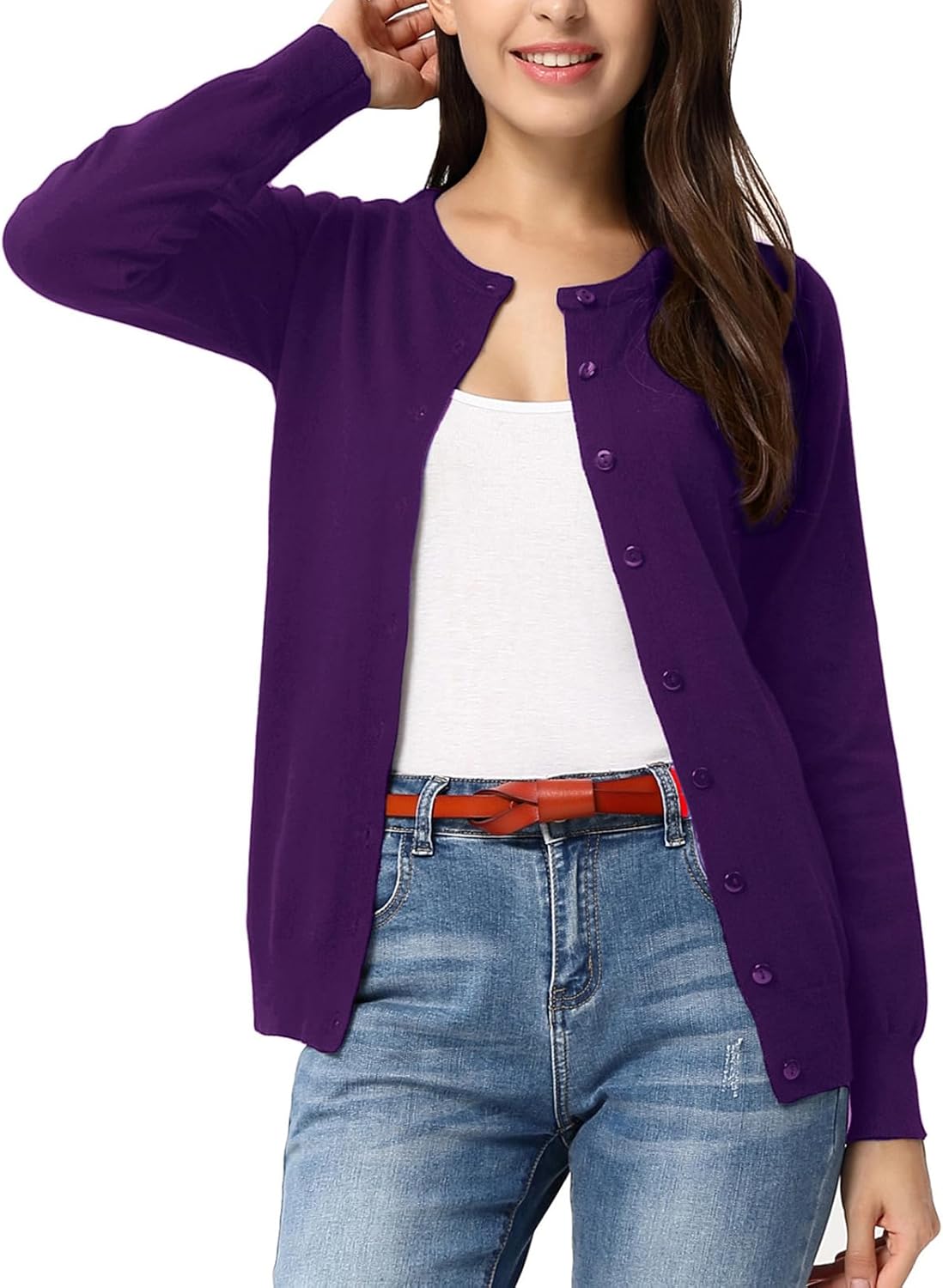 Classic Long Sleeve Knit Cardigan for Women - Casual Style