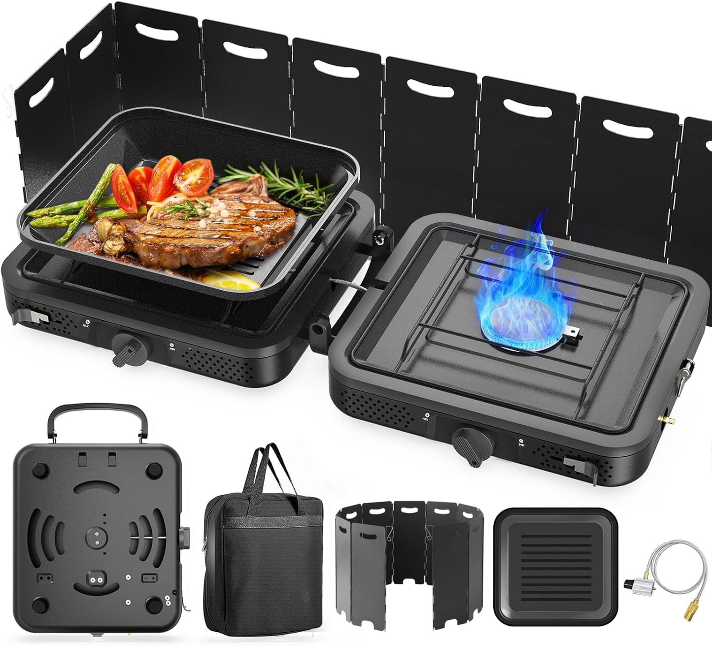 2 Burner Portable Camping Stove for Outdoor Cooking and BBQ