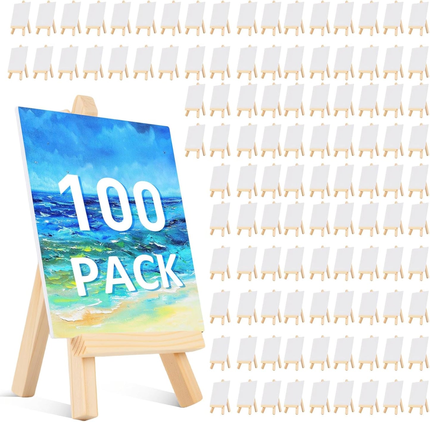 100 Pcs 5 Inch Mini Wood Display Easel for Art and Crafts