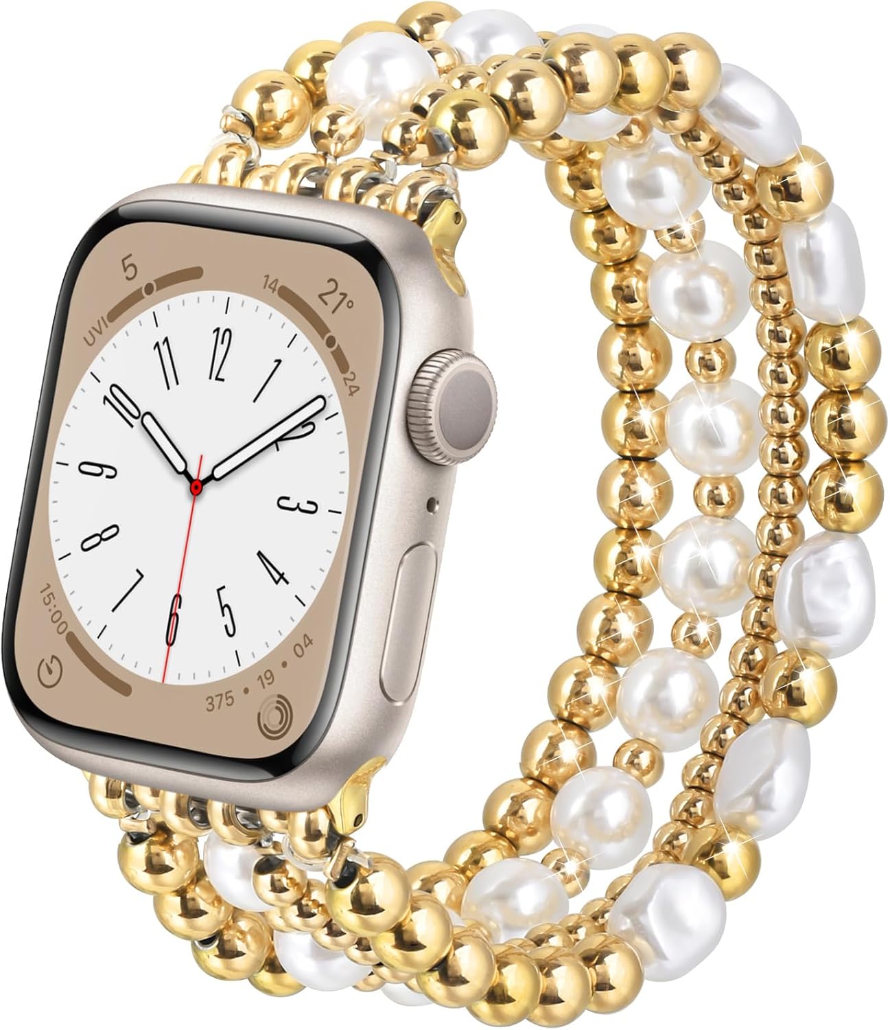 Stylish Gold Beaded Bracelet for Apple Watch