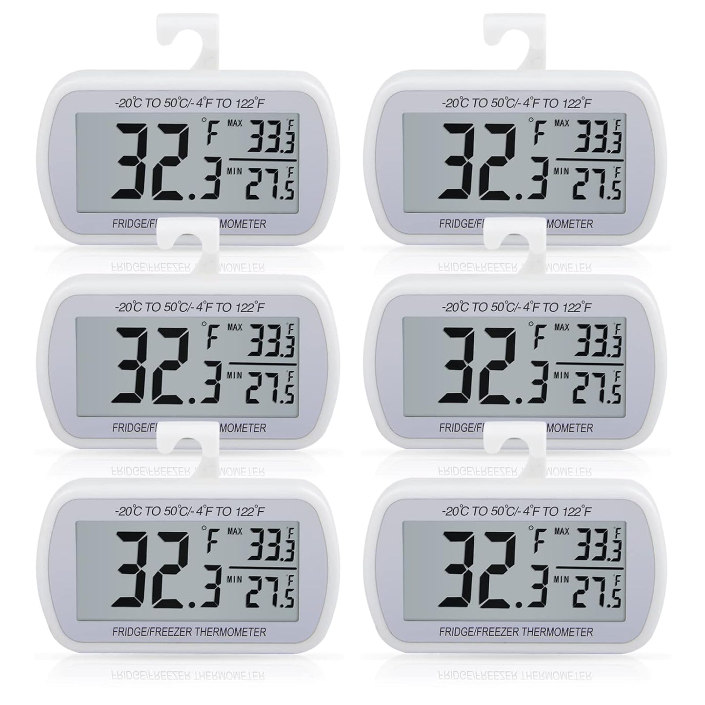 AEVETE Waterproof Digital Refrigerator Thermometer - 6 Pack