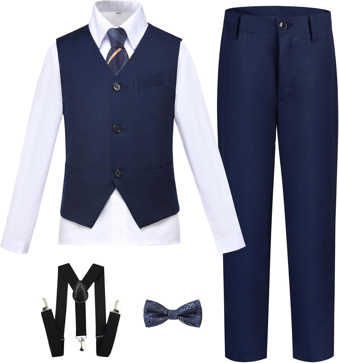 Boy's Formal Suit 7 Piece Slim Fit Tuxedo for Kids and Teens