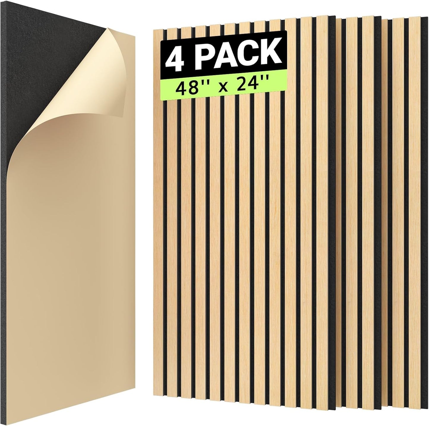 TONOR 4 PCS Wood Slat Panels for Sound Absorbing and Decor