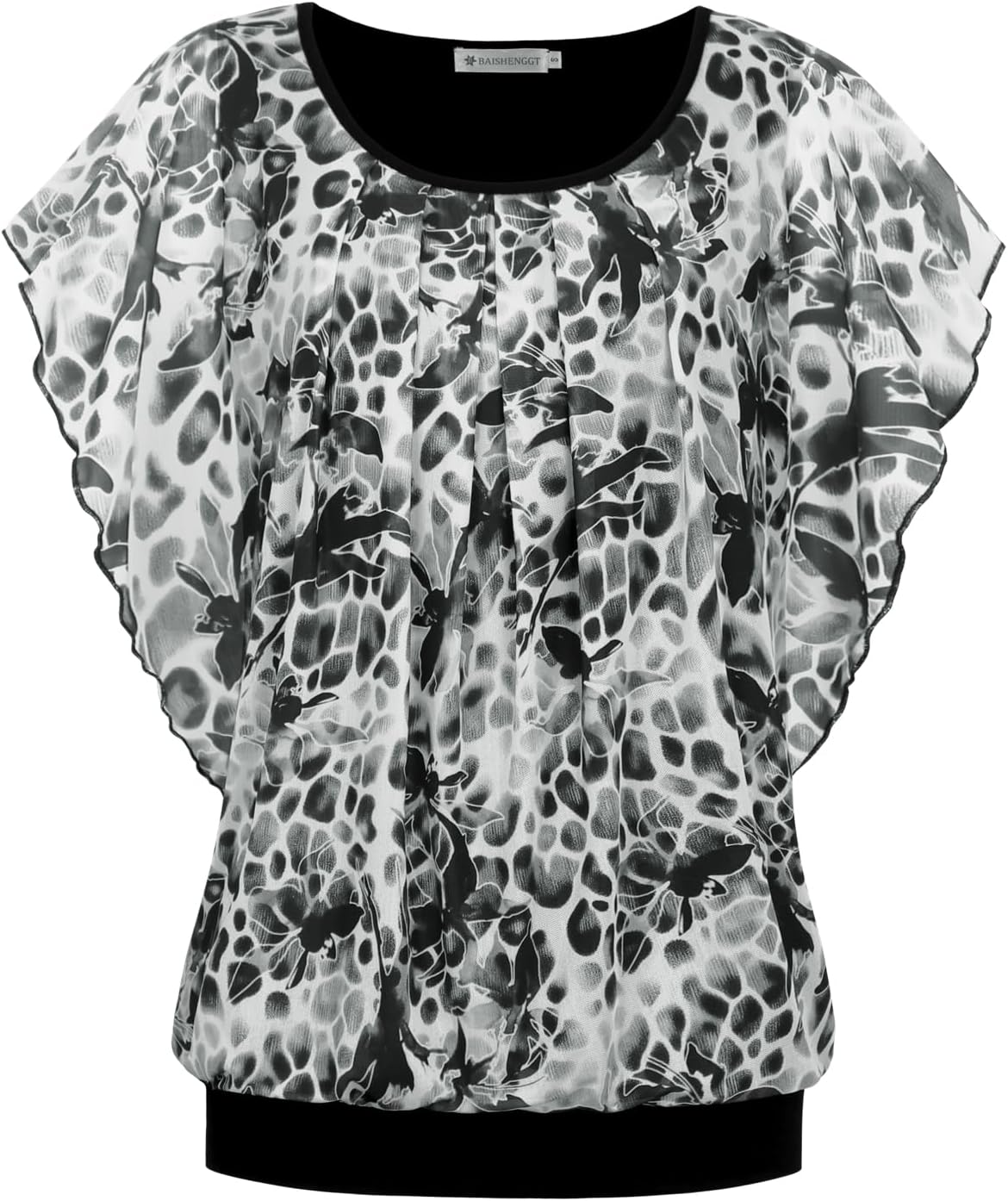 BAISHENGGT Womens Summer Tops Flutter Short Sleeve Blouses