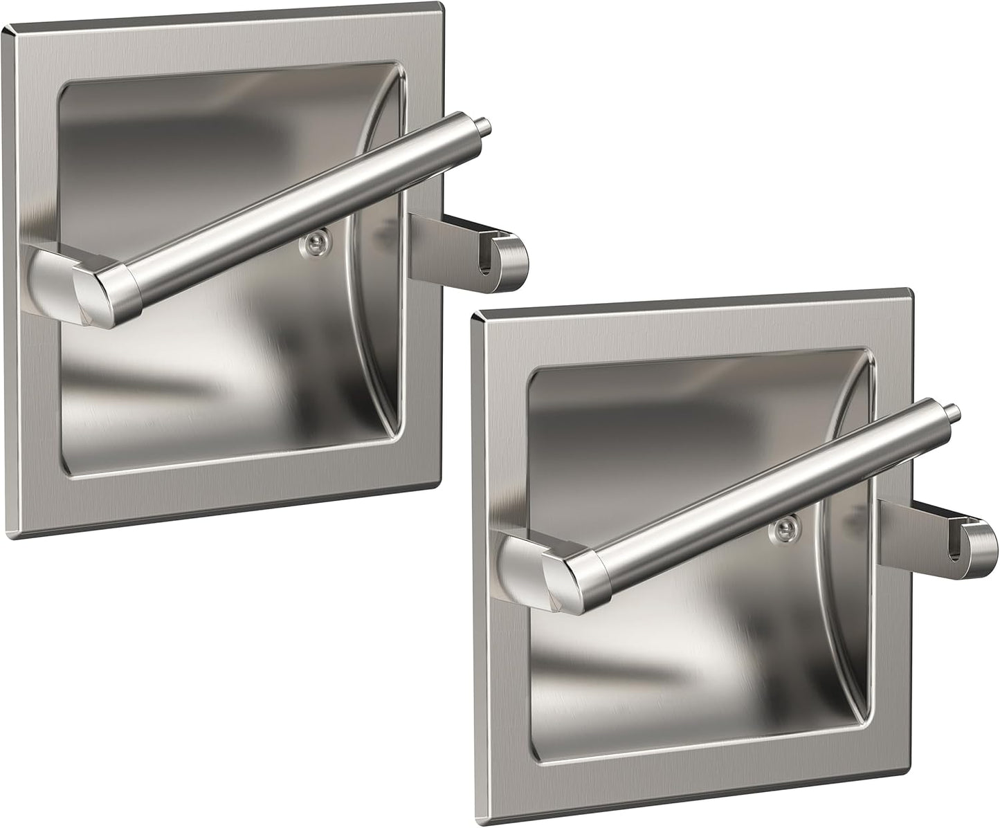 Recessed Pivoting Toilet Paper Holder 2 Pack in Brushed Nickel