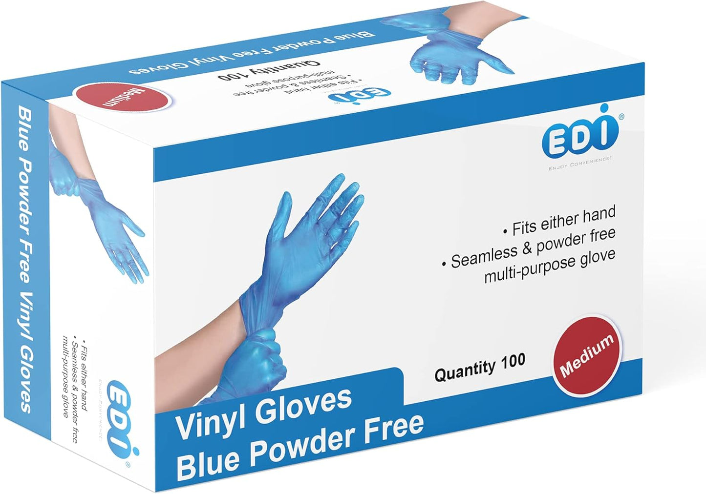 EDI Blue Vinyl Gloves - Latex-Free & Powder-Free