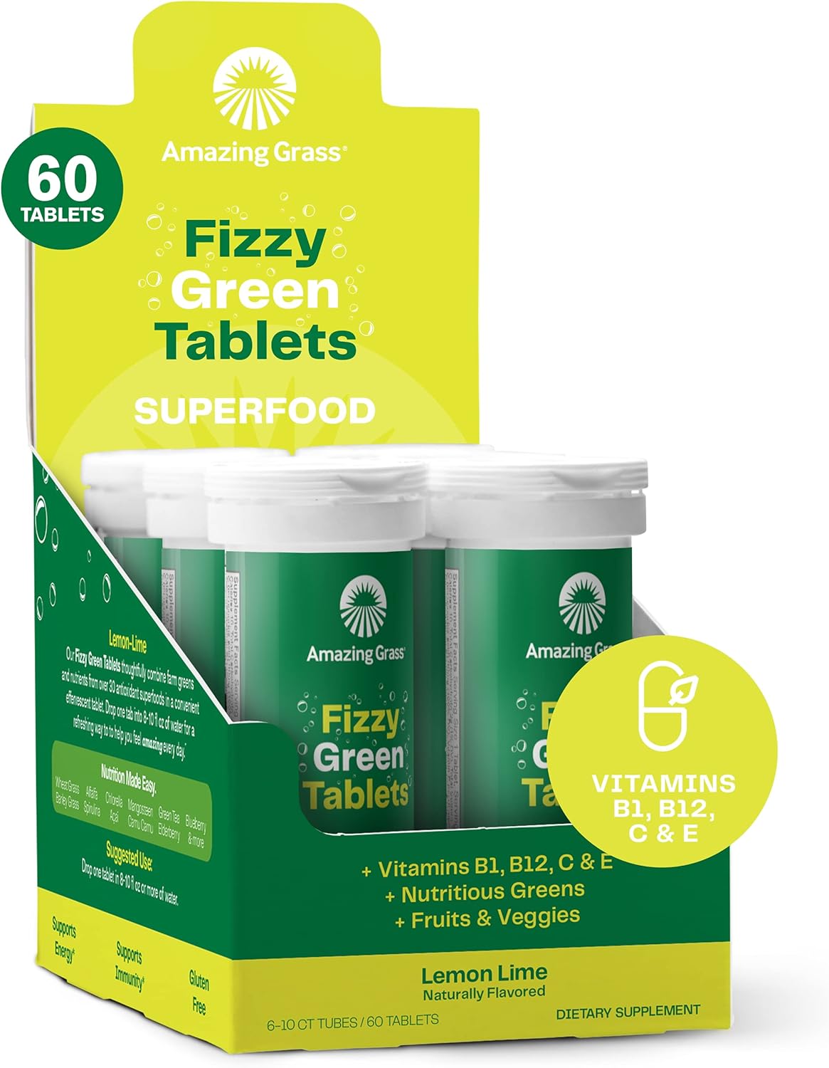Effervescent Green Superfood Tablets for Immune Support & Energy