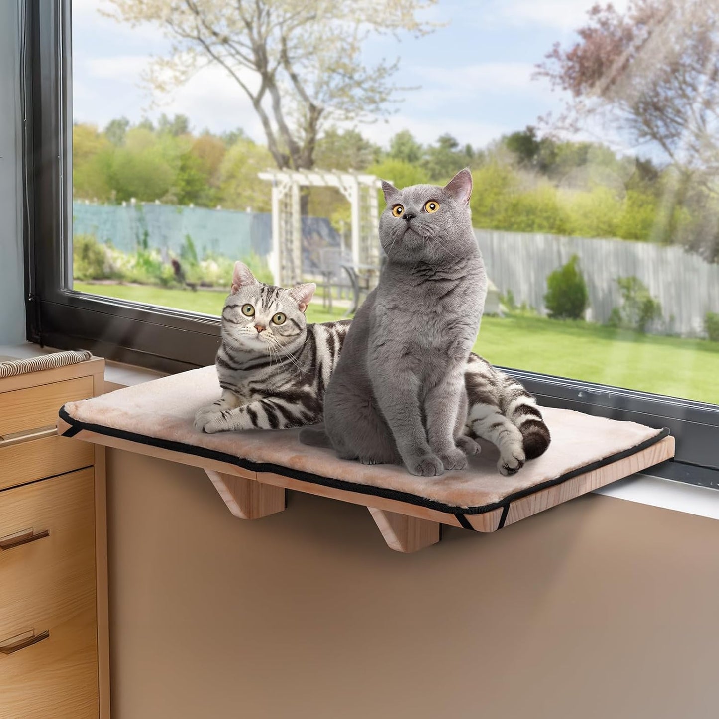 PETSFIT Cat Hammock Window Perch for Two Cats with Fleece Mat