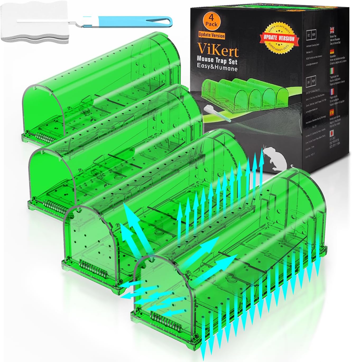 Live Catch Mouse Traps x4 - Reusable & Safe by ViKert