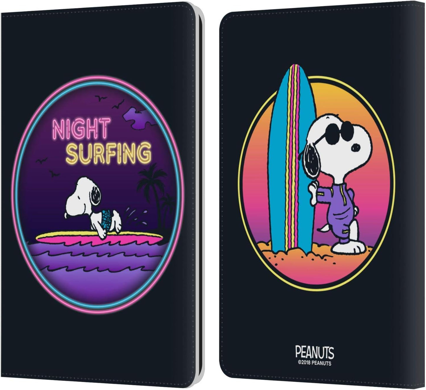 Peanuts Night Surfer Snoopy Aloha Disco Leather Wallet Case