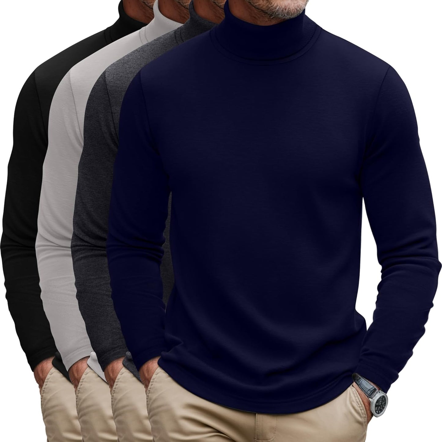 Huukeay Men's Turtleneck Shirts 4 Pack for Casual Style